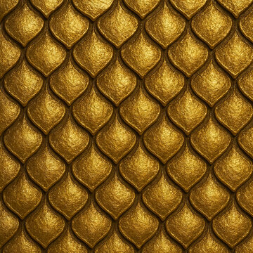 Seamless Gold Dragon Scale Texture - Tileable Fantasy Reptile Skin Pattern