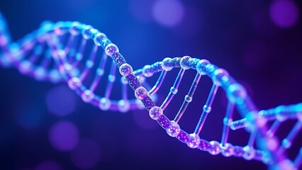 Abstract molecular structure in glowing colors representing a scientific DNA helix concept with futuristic tones.