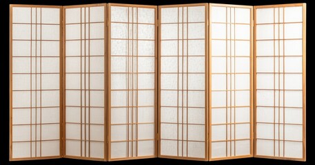 Light beige, wooden room divider with  grid pattern