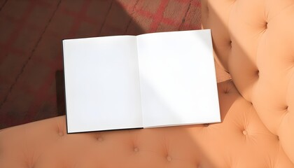 Top-down view of a luxury leather mat with stitched borders, rich dark brown and burgundy leather, embossed patterns, soft shadows, placed on a marble or wooden surface, elegant home décor aesthetic 