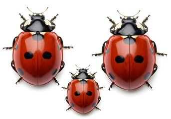 Obraz premium Three ladybugs isolated on white background