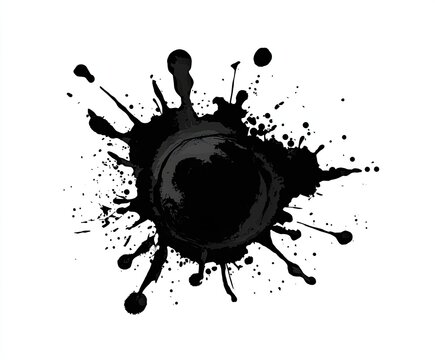 Abstract black ink splatter on white background (1)