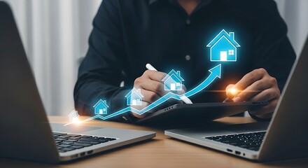 Real estate investment growth concept with upward trend graph