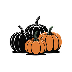 Black and Orange Pumpkins Illustration for Halloween and Autumn Decoration

