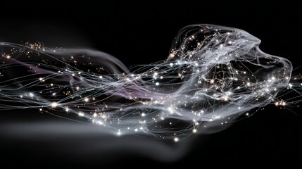 Abstract Digital Art With Light Trails And Particles
