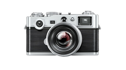 Shiny metallic 3D camera symbol with lens reflection