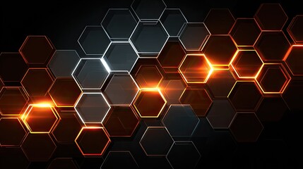 Abstract honeycomb pattern with glowing orange accents