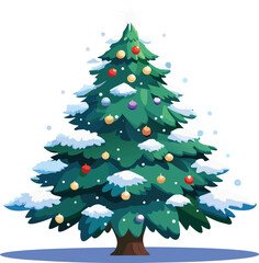 Realistic Christmas Tree Sparkling Lights.