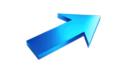 Glossy blue 3D arrow with beveled edges