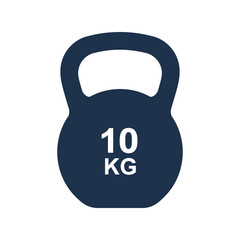Dark blue 10kg kettlebell vector illustration fitness weight gym equipment strength training workout gear isolated eps graphic