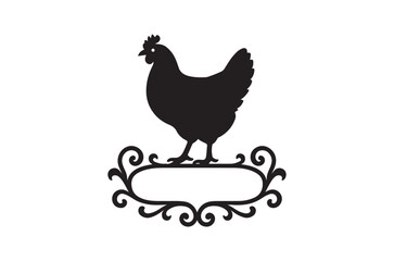Fototapeta premium Silhouette of hen, Set of hen cartoon of different shapes, Animels vector illustration, Collection of Hand Drawn pet icons on white background.