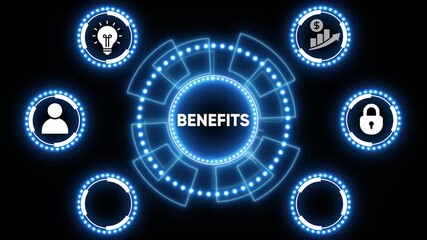 Animated digital futuristic user interface element with glowing blue geometric shapes - Powered by Adobe