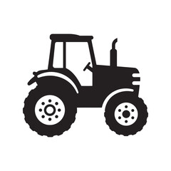 Black tractor silhouette illustration farm vehicle icon agricultural machinery countryside transport rural equipment