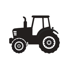 Black tractor silhouette vector illustration farm vehicle agricultural machinery rural transport countryside icon