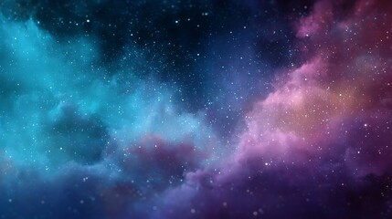 Ethereal Nebulae Cloudscape with Stars Turquoise, Pink, and Purple Hues