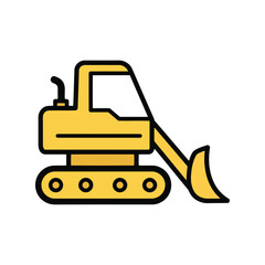 Yellow bulldozer vector illustration construction machinery earthmover heavy equipment industrial vehicle isolated eps graphic