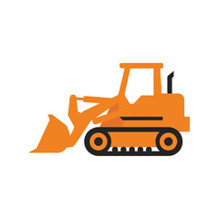 Orange bulldozer vector illustration construction equipment heavy machinery earthmover building site vehicle industrial transport