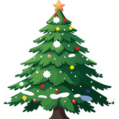 Snow Covered Christmas Tree Vector.