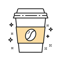 Simple coffee cup illustration hot beverage cafe icon takeaway drink morning energy vector graphic