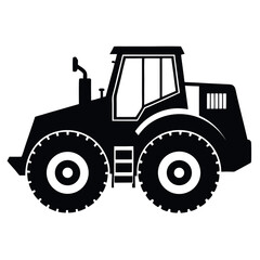 Vector art of black silhouette of a tractor isolated on white background