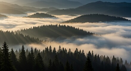 Sunrise Serenity: Misty Mountain Majesty