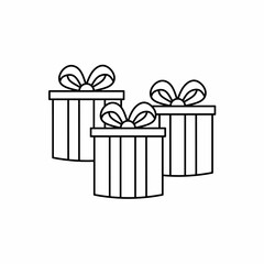 Gift box vector icon with outline. Gift box symbol. Vector icon.
