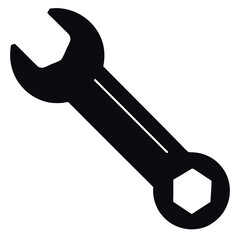 Vector art of black silhouette of a combination wrench isolated on white background