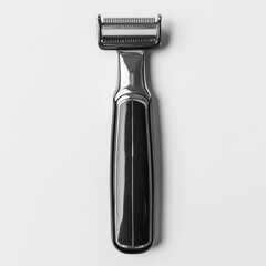 Naklejka premium Chrome handheld razor, top view