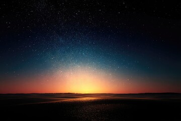 Starry sunset over a vast plain