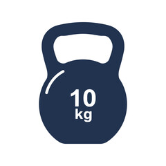 Dark blue 10kg kettlebell vector illustration fitness weight gym equipment strength training workout gear isolated eps graphic