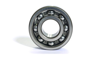 Metallic ball bearing closeup
