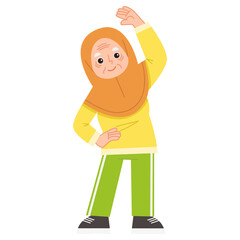 Illustration of an elderly woman exercising