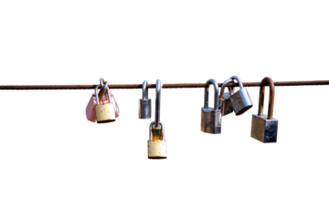 A key that a couple locks together on a rope.