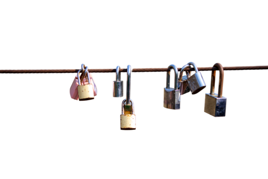 A key that a couple locks together on a rope.