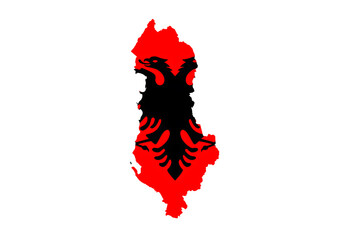 Illustration of Albania map with national flag inside
