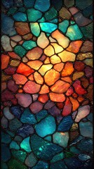 Abstract stained-glass mosaic in warm and cool tones