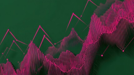 Financial chart with pink lines on green background showing market trends, data analysis