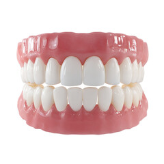 Fototapeta premium Set of upper jaw teeth on dental model. Isolated white background. Png format