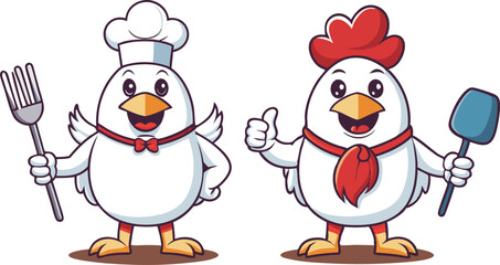 Set of Chef Cock vector design, Cock logo and icon design, Cock illustration vector design