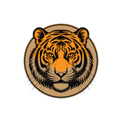 Majestic Tiger Head Illustration Inside Circle – Vector Wildlife Animal Design

