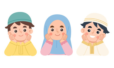 Illustration of cheerful Muslim children