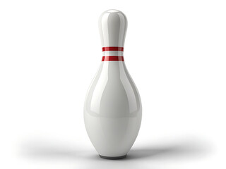 A Classic White Bowling Pin with Red Stripes, Standing Tall and Ready for a Strike in the Bowling Alley