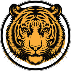 Detailed Tiger Head Illustration – Wild Animal Mascot, Vector Logo Design

