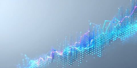 Rising financial graph with glowing nodes and lines showing growth and success