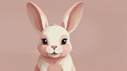 Obraz premium white rabbit with pink ribbon