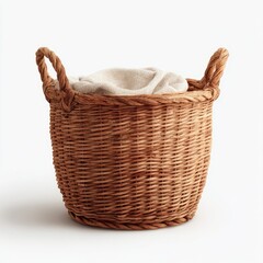 Light brown wicker basket with handles