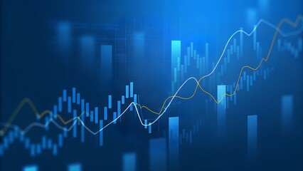 Financial Stock Market Chart with Rising Graph and Data Visualization