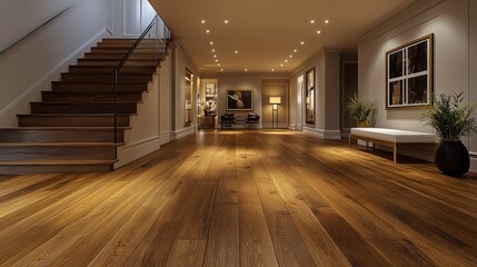Grand entry hall with wooden floors