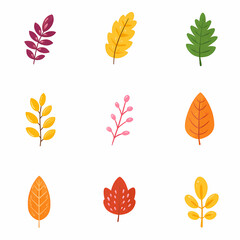 Obraz premium Colorful fall leaves artfully arranged A diverse array of autumnal foliage creates a vibrant and playful display Leaves in various shapes
