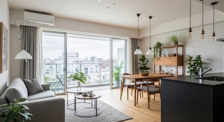 Fototapeta premium Modern Japanese Apartment Living Room Design